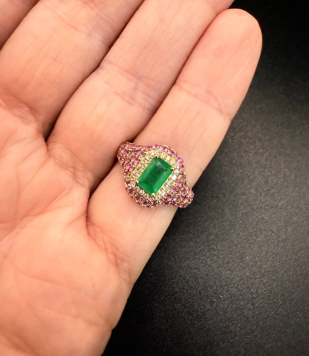 Blossom Emerald Pinky Ring