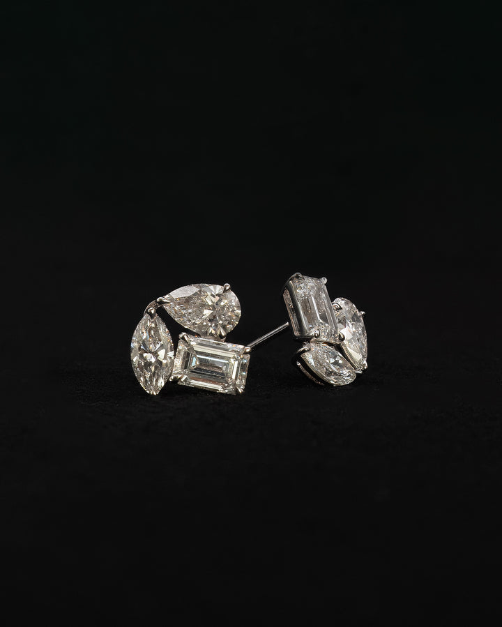 Three Stone Diamond Earrings