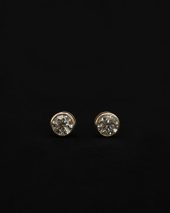 Bezel Set Round Diamond Earrings
