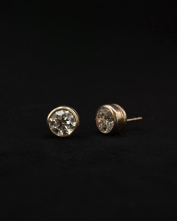 Bezel Set Round Diamond Earrings